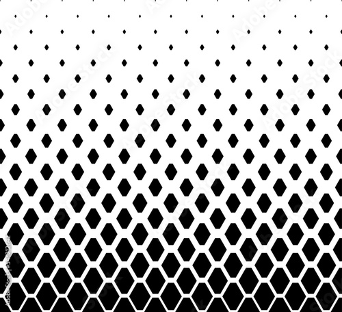Geometric pattern of black figures on a white background. Seamless in one direction.SCALE method