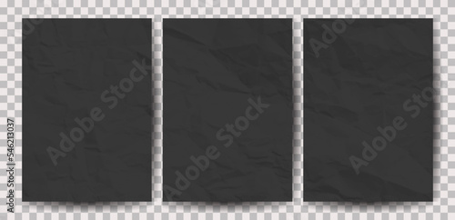 Set of A4 pages crumpled paper