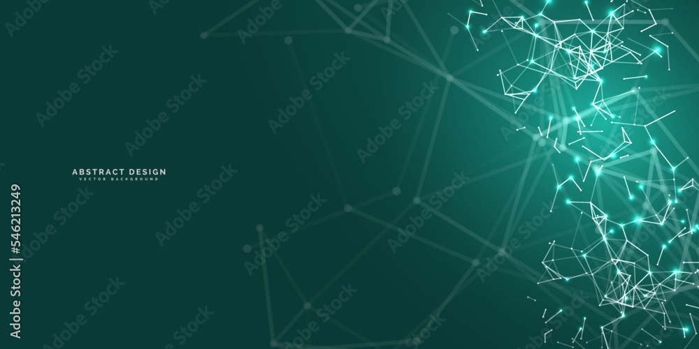 Geometric abstract background with connected line and dots  for your presentation. Digital technology  and network connection.  Vector illustration