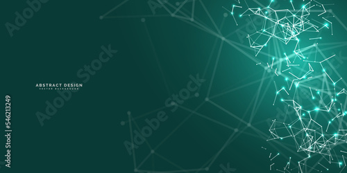 Geometric abstract background with connected line and dots  for your presentation. Digital technology  and network connection.  Vector illustration