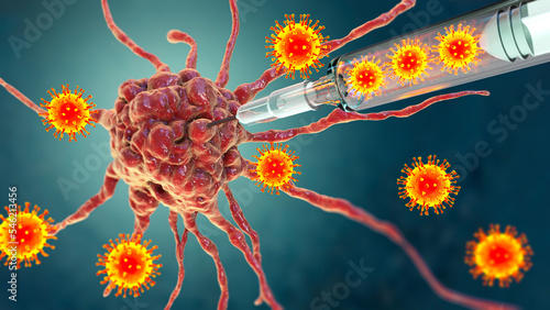 Oncolytic viral therapy, conceptual illustration photo