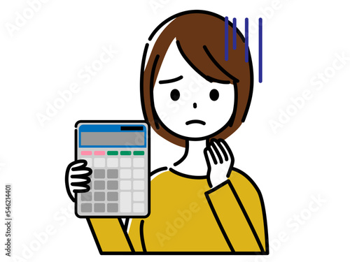 計算機を持ってショックを受けている女性