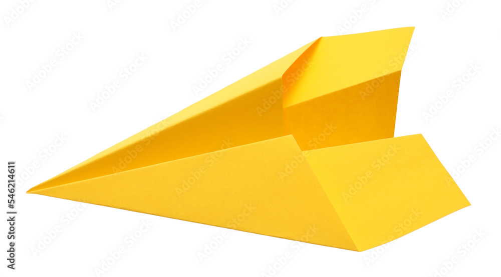 Handmade yellow paper plane isolated on white Handmade yellow paper plane isolated on white