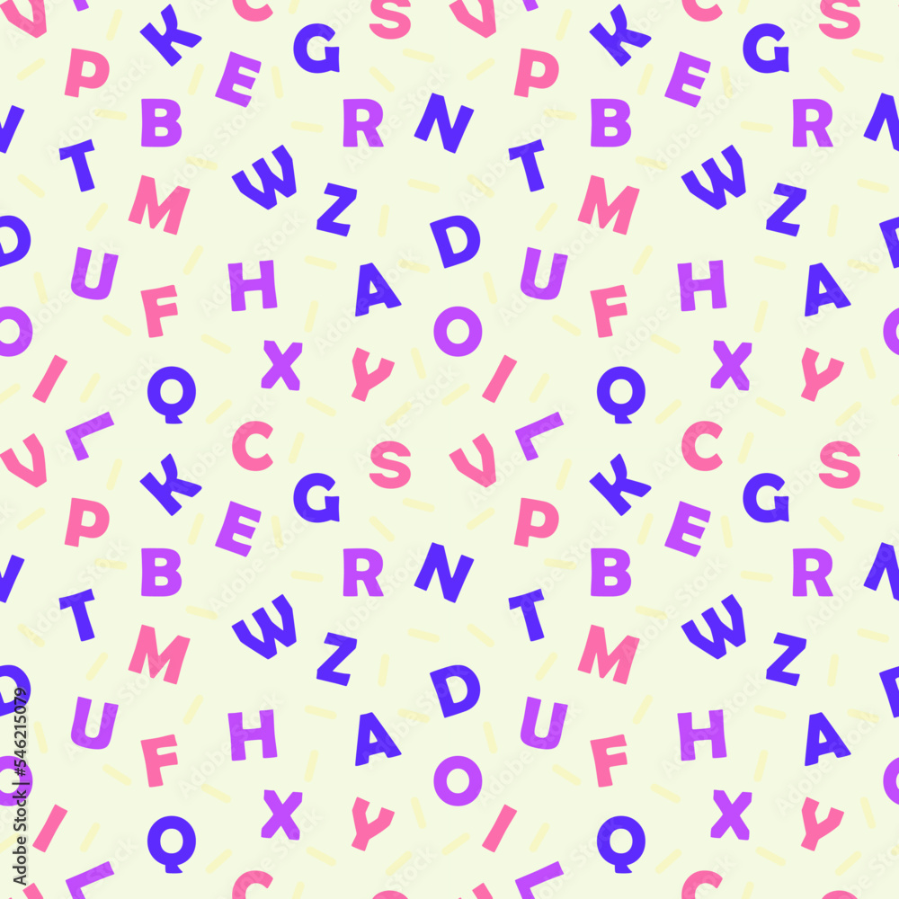 seamless pattern for children with alphabet