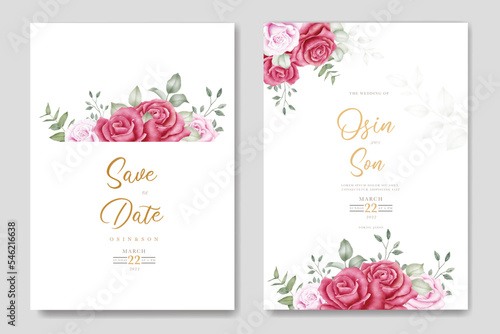 Beautiful floral roses wadding invitation card photo