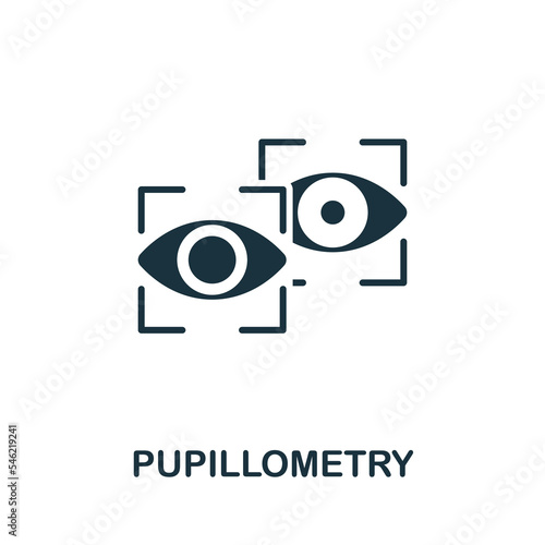Pupillometry icon. Monochrome simple Neuromarketing icon for templates, web design and infographics