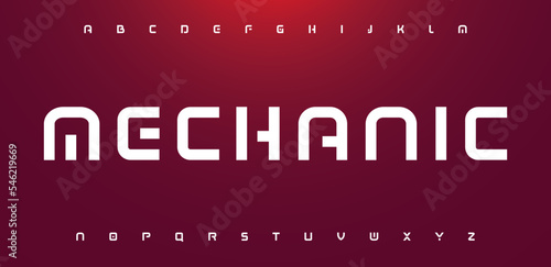 Tech and modern font design. Fashion, sport, technology, digital, movie, logo design typography fonts. Mechanic typeface.	
