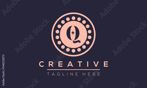 Abstract monogram letter Q logo icon design. Q creative initial vector template.