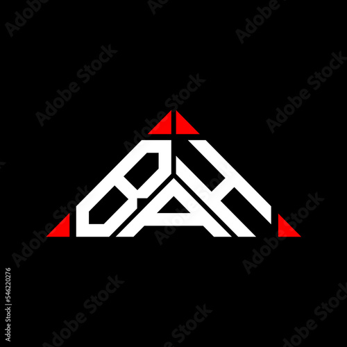 BAH letter logo creative design with vector graphic, BAH simple and modern logo in round triangle shape.