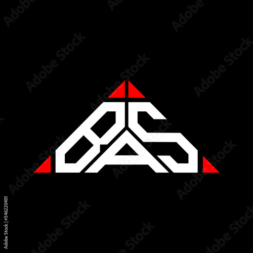 BAS letter logo creative design with vector graphic, BAS simple and modern logo in round triangle shape.