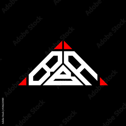 BBA letter logo creative design with vector graphic, BBA simple and modern logo in round triangle shape.