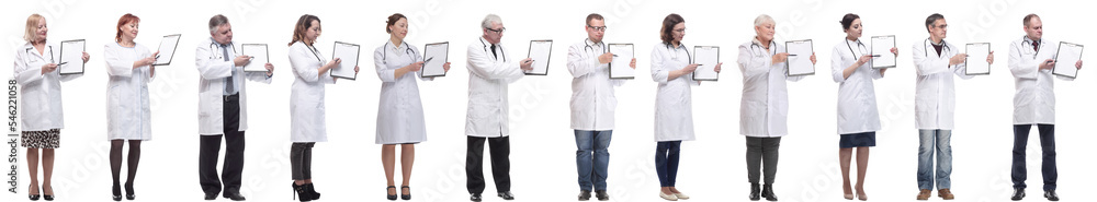 full length group of doctors with notepad isolated full length group of doctors with notepad isolated