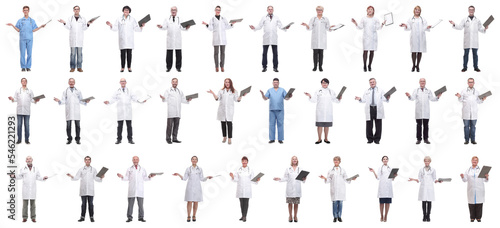 full length group of doctors with notepad isolated © ASDF