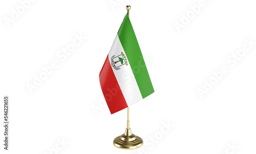 Equatorial Guinea table flag on white background, 3d rendering, isolated