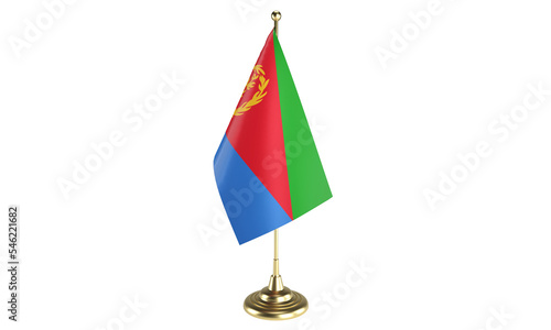Eritrea table flag on white background, 3d rendering, isolated