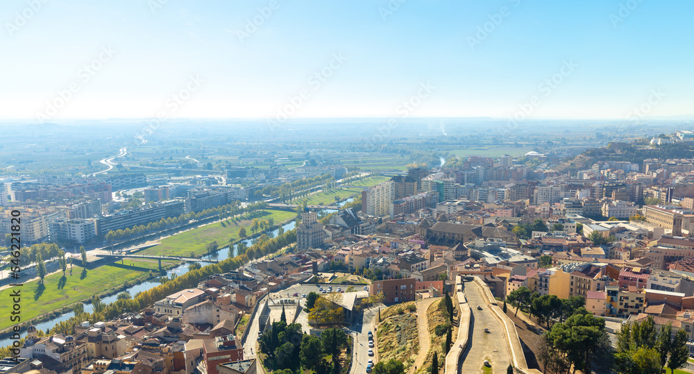Lerida or Lleida panoramic city landscape view- Catalonia in Spain