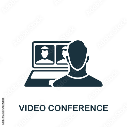 Video Conference icon. Monochrome simple New Normality icon for templates, web design and infographics