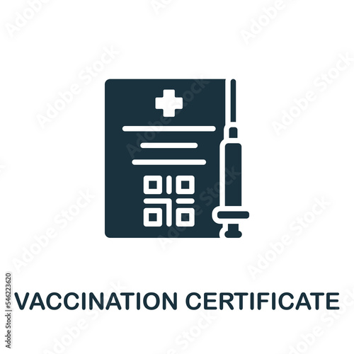 Vaccination Certificate icon. Monochrome simple New Normality icon for templates, web design and infographics