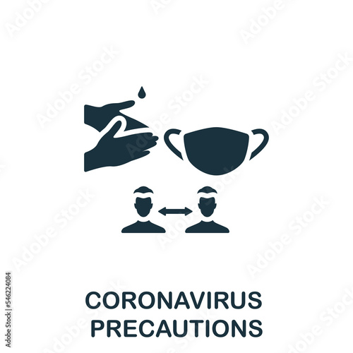 Coronavirus Precautions icon. Monochrome simple New Normality icon for templates, web design and infographics