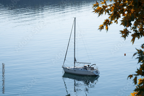 Lovely boat at sea in the morning, beautiful sea scape
