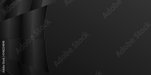 Black abstract geometric background. Modern shape concept. 3D vector illustration.