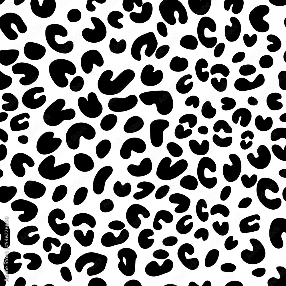 Fototapeta premium Seamless pattern abstract animal skin leopard design. Jaguar, cheetah, panther.Black and white background.Stock illustration.