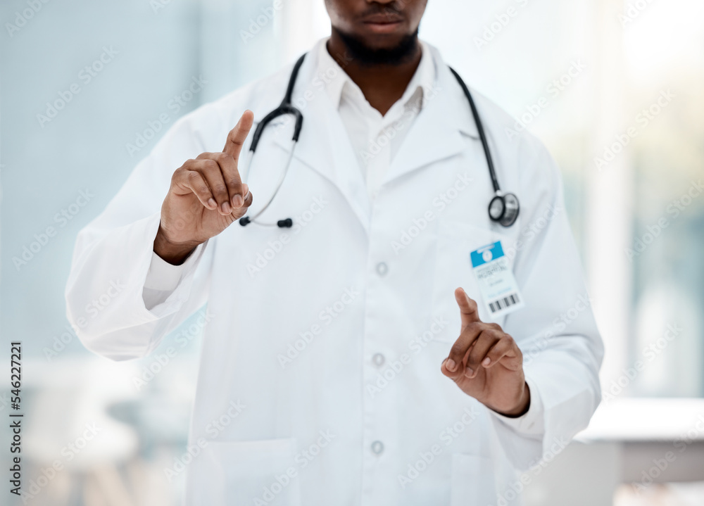 Doctor hands, invisible screen and digital innovation mockup for healthcare, hospital and wellness software design in information technology. Ai, futuristic app and medical expert hand gesture sign Doctor hands, invisible screen and digital innovation mockup for healthcare, hospital and wellness software design in information technology. Ai, futuristic app and medical expert hand gesture sign