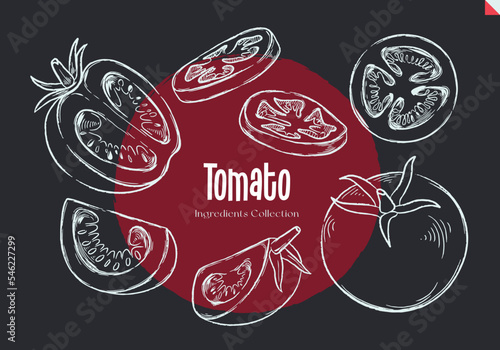 Tomotoes, Chalk sketches, Ingredient Collection