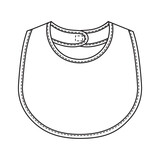 Baby bib template vector, black and white sketch