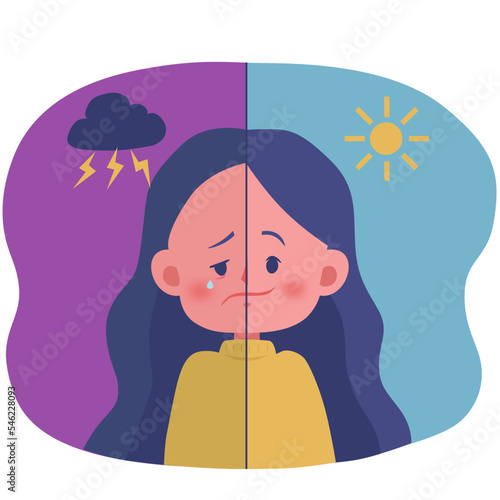 Bipolar disorder vector illustration in flat color design
