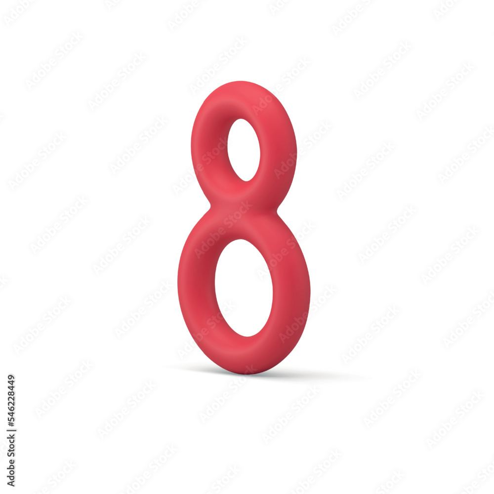 Red eight balloon birthday age anniversary number women's day decor element 3d icon realistic vector Red eight balloon birthday age anniversary number women's day decor element 3d icon realistic vector