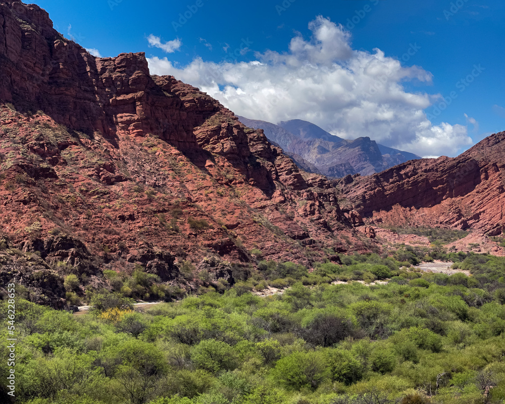 Rock formation, Salta, Argentina. The multi-colored geology of the Quebrada de Cafayate. Northwest Argentina