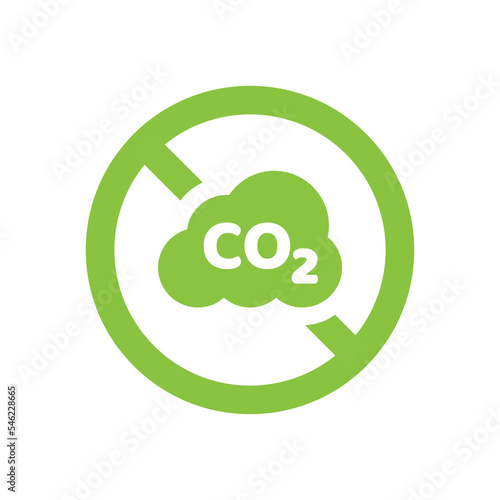 No co2 prohibition vector sign. Zero carbon dioxide emissions, carbon free icon.