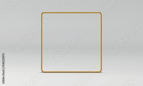 Square golden boundary geometric vertical construction angular frame 3d decor element vector
