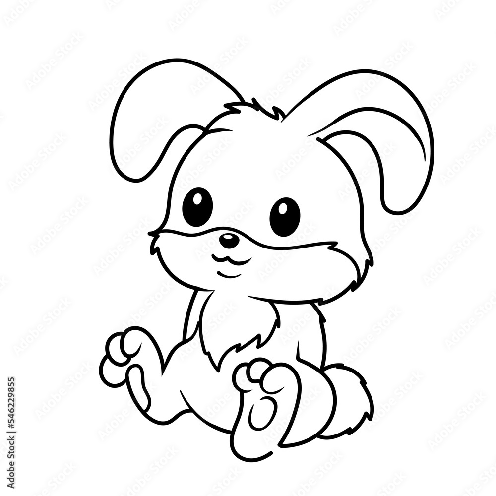 vector character line drawing of a cute bunny rabbit on a white background vector character line drawing of a cute bunny rabbit on a white background