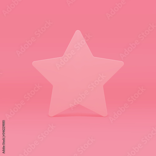 3d star pink best award angular decor element premium quality symbol realistic vector illustration
