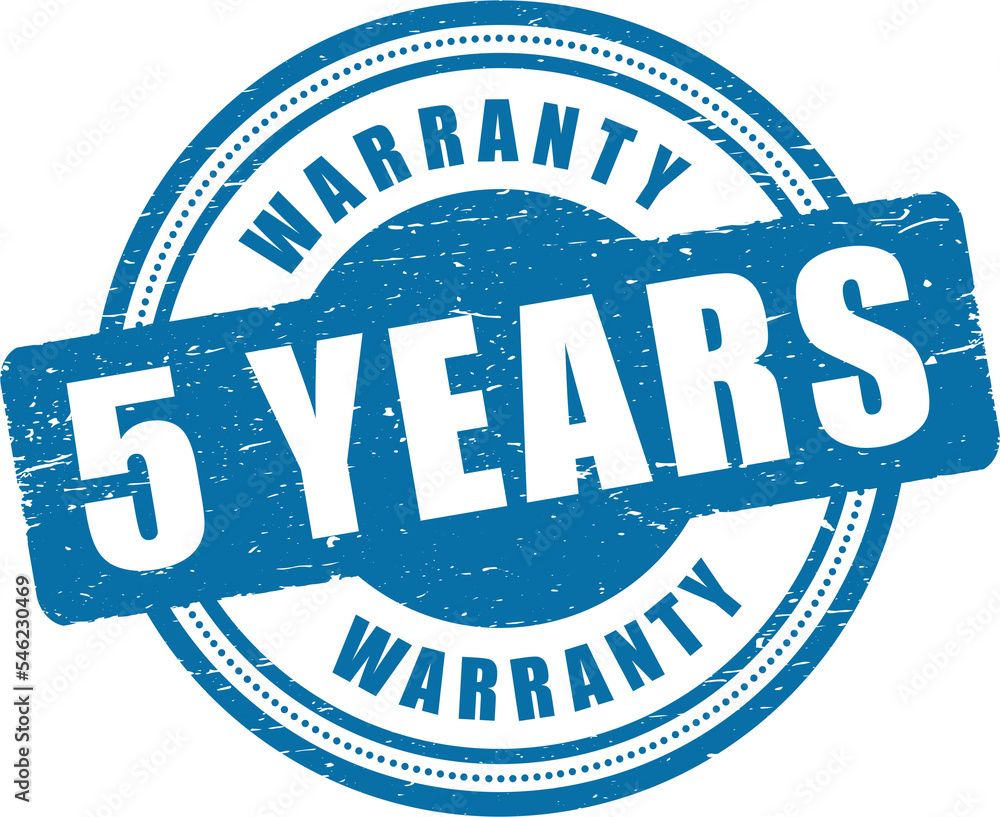 5 year warranty stamp badge isolated on white background. warranty ...