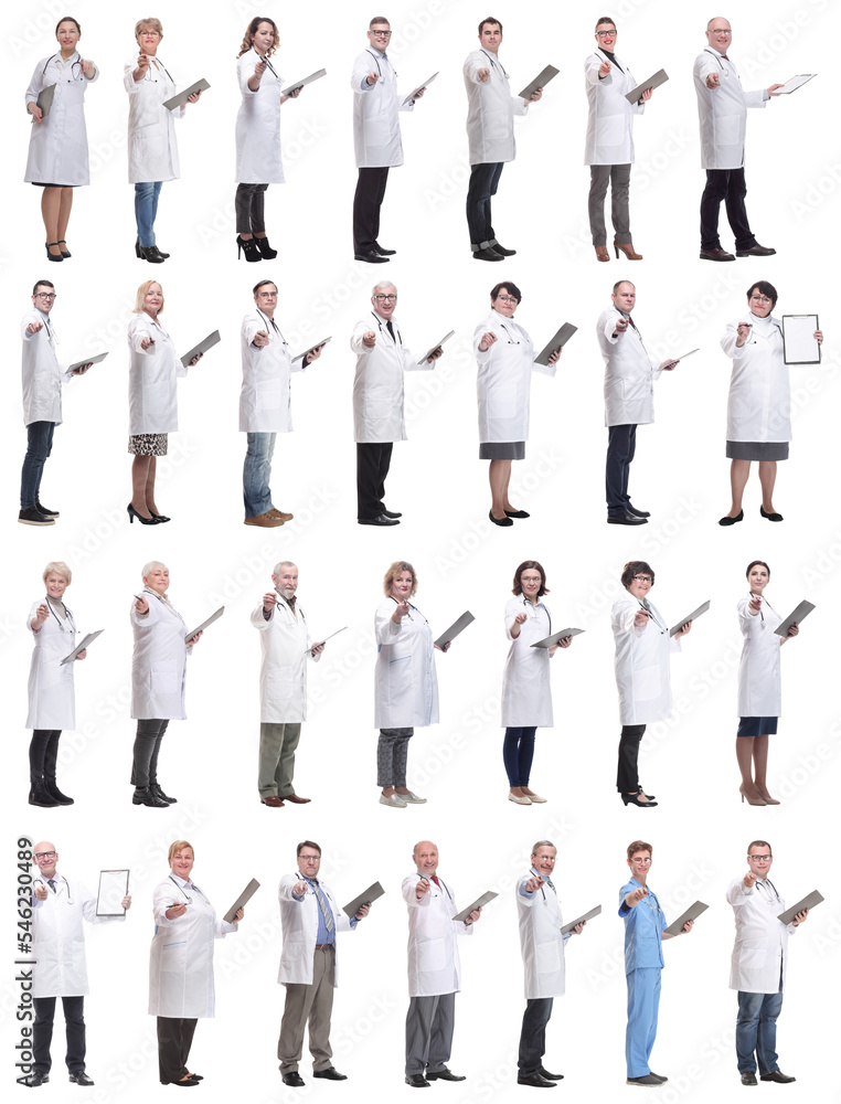 full length group of doctors with notepad isolated full length group of doctors with notepad isolated