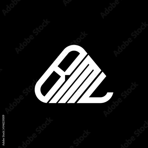 BML letter logo creative design with vector graphic, BML simple and modern logo in round triangle shape. photo