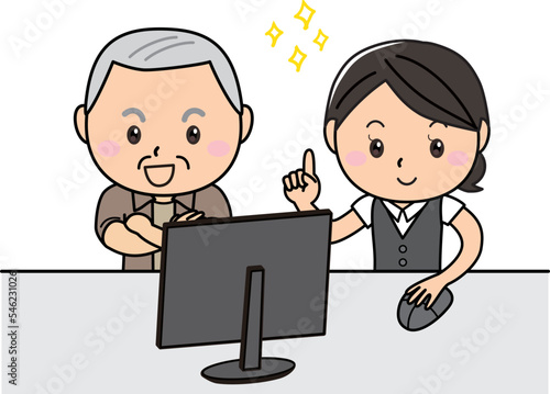 パソコン　教室　説明　男性　女性　行政　サービス　インターネット　登録　契約