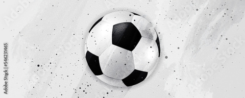 Grey white grunge football background with soccer ball. Vector design