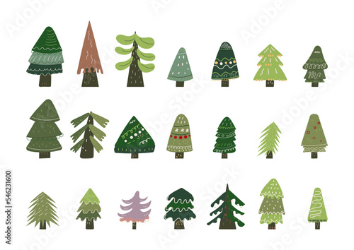 set of christmas trees