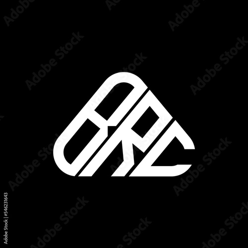 BRC letter logo creative design with vector graphic, BRC simple and modern logo in round triangle shape.