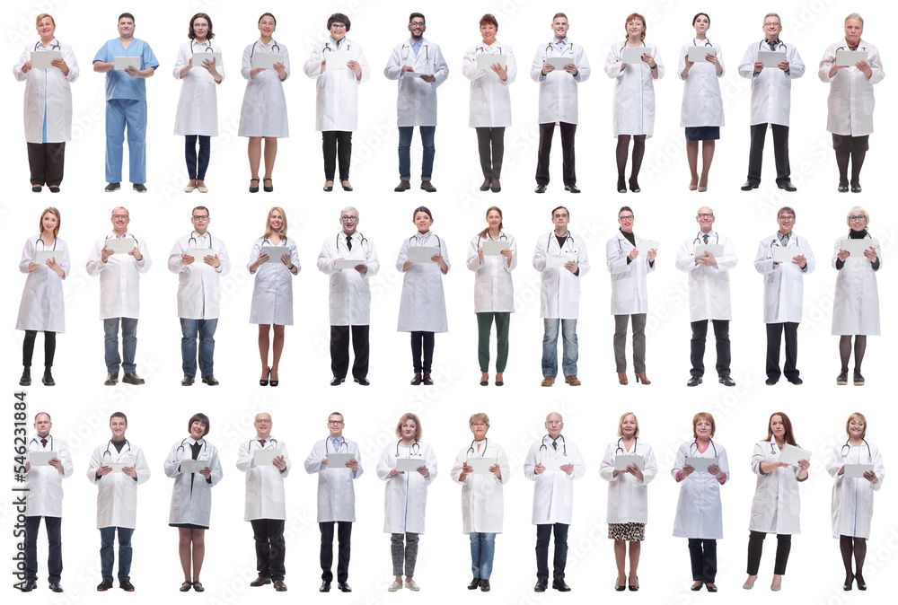 group of doctors with clipboard isolated on white group of doctors with clipboard isolated on white