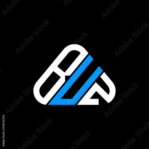 BUZ letter logo creative design with vector graphic, BUZ simple and modern logo in round triangle shape.