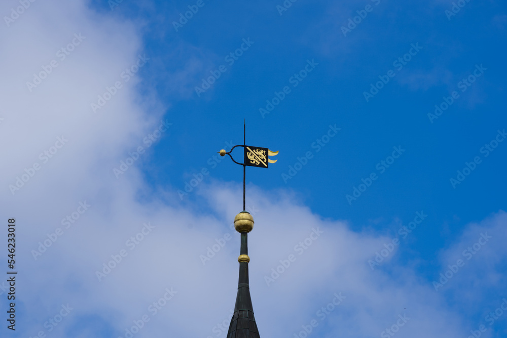 Scenic view of castle Kyburg, Canton Zürich, with clock tower and wind vane on sunny late summer day. Photo taken September 1st, 2022, Kyburg, Switzerland. Scenic view of castle Kyburg, Canton Zürich, with clock tower and wind vane on sunny late summer day. Photo taken September 1st, 2022, Kyburg, Switzerland.