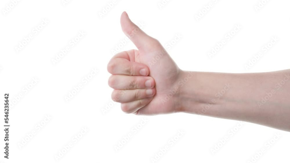 Man's hand counting to five with his fingers. Isolated on a white background. Numbers calculating. Close up of young man counting from 1 to 5 with fingers. With place for text or image. Hand gesture. 