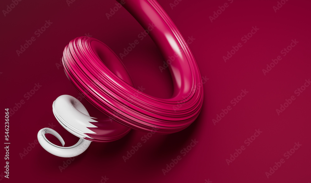 Waving ribbon flag of Qatar. Template for independence day 3d illustration Waving ribbon flag of Qatar. Template for independence day 3d illustration