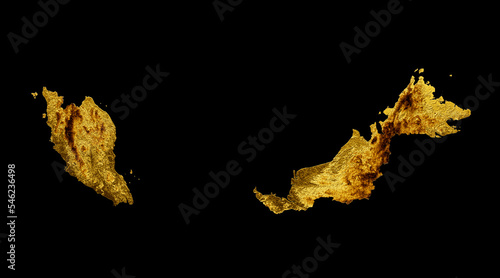 Malaysia Map Golden metal Color Height map Background 3d illustration