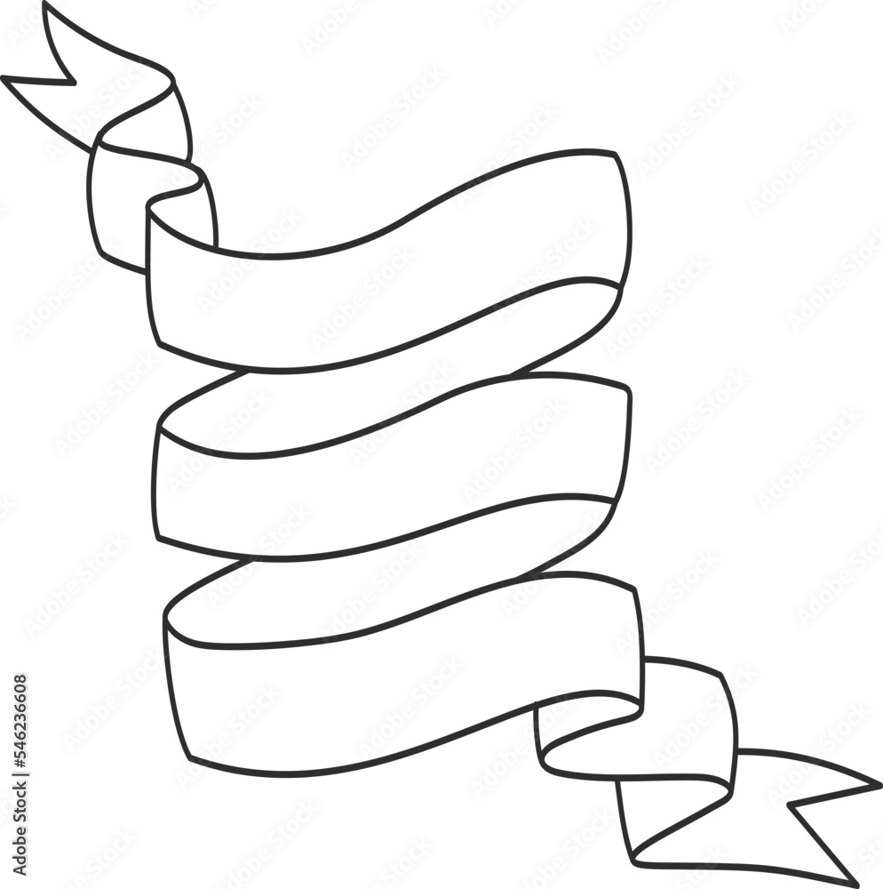 Hand drawn outline banner. Elegant hand drawn contour banner with curved shapes and swirl ribbon isolated for retro style design templates Hand drawn outline banner. Elegant hand drawn contour banner with curved shapes and swirl ribbon isolated for retro style design templates